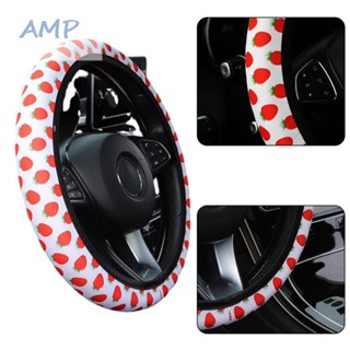 ⚡BABYCITY-TH⚡Elegant White &amp; Red Strawberry Shortcake Steering Wheel Cover 15 /38CM Anti Slip⚡NEW 7