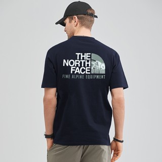 Thenorthface North เสื้อยืดลําลอง ผ้าฝ้าย แขนสั้น คอกลม ระบายอากาศ เหมาะกับการเล่นกีฬา กลางแจ้ง แฟชั่นฤดูใบไม้ผลิ และฤดูร้อน สําหรับผู้ชาย