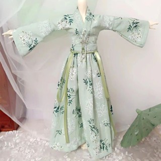 Bjd 1/3 1/4 1/6 เสื้อผ้าเด็กโบราณ สีเขียวอ่อน ไขว้เอว สไตล์ฟรีสร้อยคอ