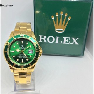 Rolex นาฬิกาข้อมือควอตซ์แฟชั่น สายแสตนเลสเรืองแสง กันน้ํา สีเขียว สําหรับผู้ชาย