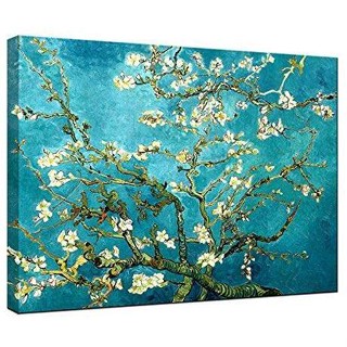 Wieco Art Almond Blossom By Vincent Van Gogh ภาพวาดผ้าใบ ลายดอกไม้ ขนาดใหญ่พิเศษ สไตล์โมเดิร์น สําหรับตกแต่งบ้าน
