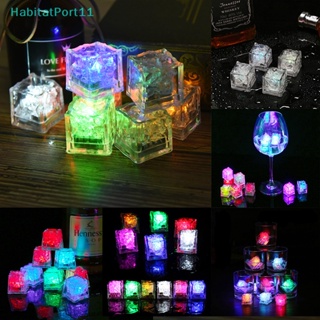 Habitatport ก้อนน้ําแข็งเรืองแสง LED สีนีออน สําหรับปาร์ตี้ งานแต่งงาน บาร์