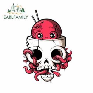 Earlfamily สติกเกอร์ ลายกราฟฟิตี้ ปลาหมึก กะโหลก 3D กันน้ํา 13 ซม. x 8.7 ซม. สําหรับติดตกแต่งรถยนต์