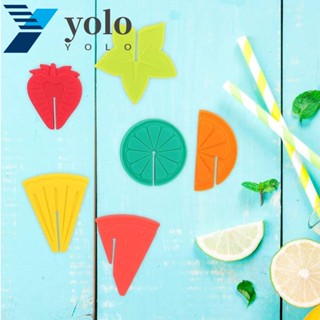 YOLO ป้ายแท็กซิลิโคน รูปผลไม้ สําหรับมาร์กเกอร์แก้วไวน์