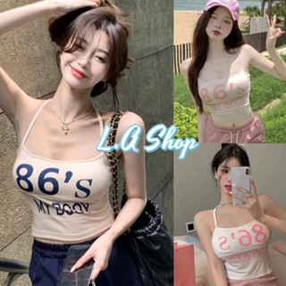 L.A Shop พร้อมส่ง เสื้อสายเดี่ยว ดีเทลลายเสื้อ มีฟองน้ำ เว้าหลังมีสายถัก "FY845"