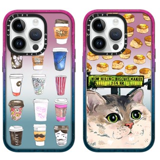 Casetify เคสโทรศัพท์อะคริลิคแข็ง กันกระแทก ลายแมว ถ้วยกาแฟ บิสกิต สําหรับ IPhone 12 13 14 Pro Max