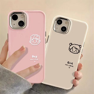 Metal Buttons Silicone Phone Case Compatible for IPhone 14 13 12 Pro Max Cute Couple Soft Casing Shockproof Cover Cell Precticer