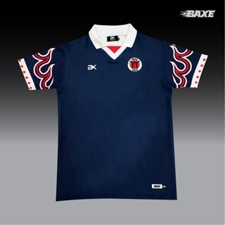 เสื้อโปโล ลาย Nakata - Lycra สีฟ้า สไตล์เรโทร (230 แกรม)