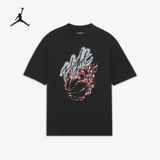 【พร้อมส่ง】เสื้อยืดแขนสั้น ผ้าฝ้าย 100% พิมพ์ลาย Air Jordan x TRAVIS SCOTT Barbell โอเวอร์ไซซ์ สําหรับผู้ชาย และผู้หญิง DO4102-010