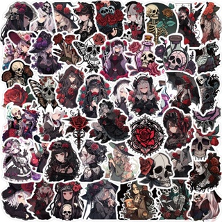 ❉ สติกเกอร์ Goth Girl &amp; Rose Art Series 01 สําหรับตกแต่ง ❉ สติกเกอร์แฟชั่น กันน้ํา DIY 50 ชิ้น/เซต