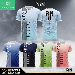 เสื้อกีฬาผู้ชาย ผู้หญิง (RN.16-RN.20) เสื้อพิมพ์ลายทั้งตัว ใส่วิ่ง ออกกำลังกาย เบาสบายระบายอากาศได้ดี shangsong