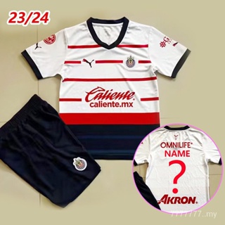 เสื้อกีฬาแขนสั้น ลายทีมชาติฟุตบอล Chivas 2023-24 ชุดเยือน สําหรับเด็ก