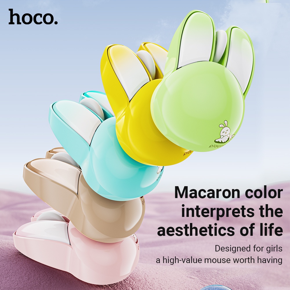 HOCO M6 อัพเกรด เมาส์ไร้สายน่ารักเมาส์เงียบไร้สาย 1200 DPI สําหรับคอมพิวเตอร์แล็ปท็อป PC 2.4G เมาส์เงียบไร้สายสําหรับแล็ปท็อป PC แท็บเล็ตโน้ตบุ๊คพร้อมแบตเตอรี่