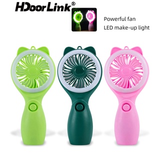 HdoorLink 2 In 1 Mini Handheld Fan USB Charging Lazy Cooling Fan Portable 2 Speed Adjust Dormitory Outdoor Travel With Night Lamp