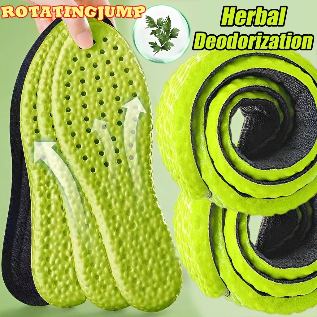 แผ่นรองพื้นรองเท้า รูปตัว U ยืดหยุ่น ดูดซับเหงื่อได้ดี สวมใส่สบาย สีเขียว สําหรับผู้ชาย และผู้หญิง 1 คู่