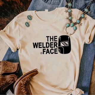 เสื้อยืด พิมพ์ลายการ์ตูนอนิเมะ the Welder Face สไตล์สตรีท สําหรับผู้หญิง