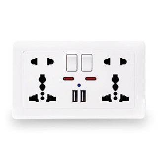 Sale! Wall Power Socket 5 Hole Dual USB Charger Port UK Standard USB Switched Outlet