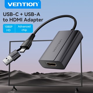 Vention อะแดปเตอร์แปลง USB-C + USB-A เป็น HDMI รองรับ 1080p สําหรับเดสก์ท็อป แล็ปท็อป เป็นมอนิเตอร์ทีวี โปรเจคเตอร์ สาย HDMI