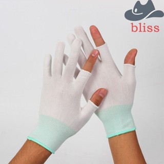 Bliss ถุงมือไนล่อน ผู้ชาย ขับรถ สบาย บาง โชว์ สามนิ้ว กันลม ป้องกันแสงแดด สีพื้น ไร้นิ้ว ป้องกันการลื่นไถล ถุงมือ