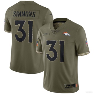 Qy เสื้อยืดลําลอง แขนสั้น พิมพ์ลาย NFL Denver Broncos Jersey Simmons Football สําหรับผู้ชาย เหมาะกับการเล่นกีฬา 2023