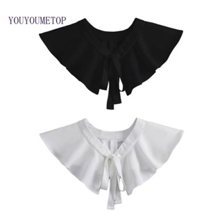 Youyo เสื้อกันหนาว คอปก แต่งระบาย ถอดออกได้