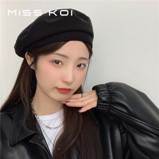 Misskoi [พร้อมส่ง] หมวกเบเร่ต์ ผ้าวูล สีพื้น เข้ากับทุกการแต่งกาย สไตล์ญี่ปุ่น แฟชั่นฤดูใบไม้ร่วง ฤดูหนาว สําหรับผู้หญิง