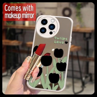 literature Little Fresh Phone Case For iphone13 Pro Max Heat dissipation Makeup mirror Mirror surface Liquid silicone youth