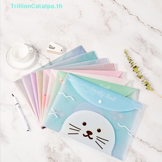 Trillioncatalpa กระเป๋าเครื่องเขียน PVC แบบใส ขนาด A4 ลายการ์ตูนน่ารัก กันน้ํา แบบพกพา สําหรับนักเรียน สํานักงาน