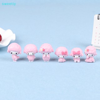 SANRIO Sweetiy ใหม่ โมเดลฟิกเกอร์ Pvc รูปการ์ตูน Melody Little Yeanling Q Version สําหรับตกแต่งรถยนต์ 6 ชิ้น