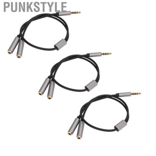 Punkstyle 3x Headset Splitter Cable 3.5mm Silver Headphone Splitters Mic Cables For