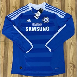 เสื้อกีฬาแขนยาว ลายทีมชาติฟุตบอล Chelsea Home คุณภาพสูง สไตล์วินเทจ 11-12