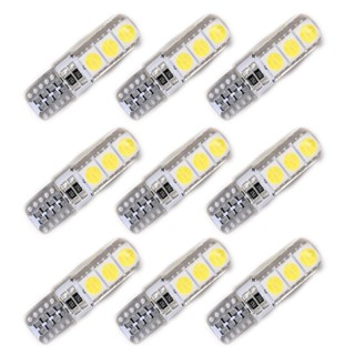 กรอบป้ายทะเบียนรถยนต์ ซิลิโคน สว่างมาก T10 194 W5W T10-5050-6SMD 10 ชิ้น