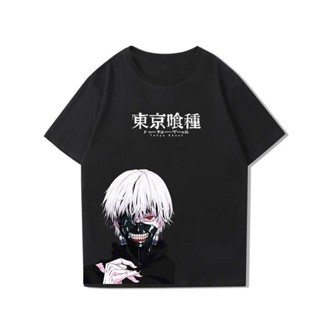 แฟชั่นเสื้อยืดแขนสั้นพิมพ์ลายอนิเมะ Tokyo Ghoul Kaneki Ken เทรนด์ฤดูร้อนสไตล์ใหม่ที่เปล่งประกายที่สุด เสื้อผ้า