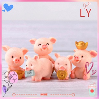 LY Garden Home Decor DIY Craft Miniature Model Mini Animal Statue Bonsai Decoration Micro Pig Family