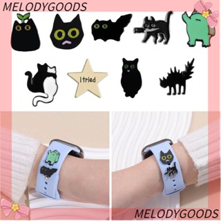 Melodg สายนาฬิกาข้อมือ ซิลิโคน โลหะ รูปแมวน่ารัก สําหรับ Apple iwatch