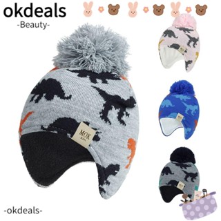 OKDEALS หมวกถัก ผ้าพันคอ ผ้าฟลีซ ให้ความอบอุ่น สําหรับเด็ก เล่นสกี