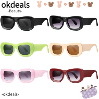 OKDEALS แว่นตากันแดด UV400 ทรงสี่เหลี่ยมผืนผ้า สไตล์พังก์ คลาสสิก