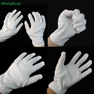 Abongbang ถุงมือผ้าฝ้าย สีขาว สไตล์ฮิปฮอป สําหรับปาร์ตี้ฮาโลวีน 1 คู่