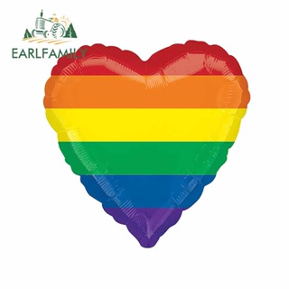 Earlfamily สติกเกอร์ไวนิล ลายหัวใจ สีรุ้ง สําหรับติดตกแต่งรถยนต์ ยานพาหนะทุกประเภท 13 ซม. x 12.9 ซม.