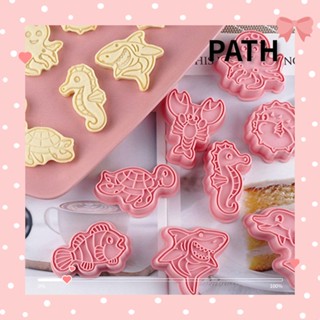 PATH แม่พิมพ์พลาสติก รูปปลาโลมา ม้าน้ํา ปลาหมึก เต่า 3D สําหรับตกแต่งเค้ก 8 ชิ้น ต่อชุด