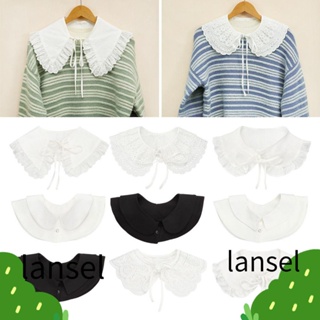 Lansel เสื้อเบลาส์ คอปกปลอม แต่งลูกไม้ ลายดอกไม้ ถอดออกได้