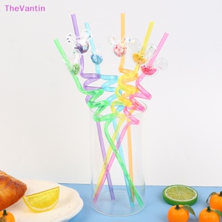 Thevantin หลอดดูดน้ําพลาสติก เกรดอาหาร ใช้ซ้ําได้ สีสันสดใส สําหรับตกแต่งปาร์ตี้วันเกิดเด็ก