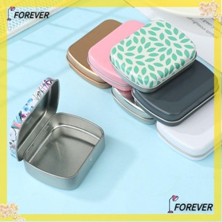 FOREVER Portable Tin Box Jewelry Collect Container Empty Tins Mini Home Organizer Small Storage Metal Hinged Container Kit