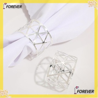 Forever แหวนรัดผ้าเช็ดปาก โลหะ สีเงิน เรียบง่าย สีทอง สําหรับโรงแรม 12 ชิ้น