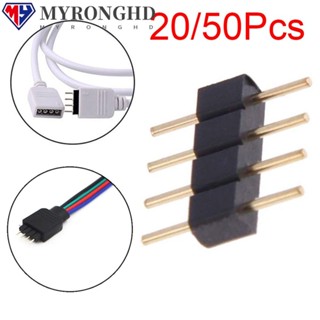 Myronghd อะแดปเตอร์ปลั๊กตัวผู้ สีดํา สําหรับ Rgb 3528 5050 Smd 4-Pin 20 50 ชิ้น