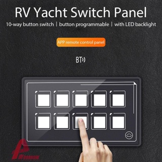 ใหม่ แผงสวิตช์ไฟ LED SP5110A 10 Gang APP บลูทูธ RV สําหรับเรือ IOS Android RV