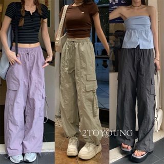 2TOYOUNG Moon กางเกงขายาว คาร์โก้ กางเกง เชือกอเมริกันคลาสิค Cargo pants 2023 NEW Jl1517 Beautiful พิเศษ ทันสมัย ทันสมัย A90M00M 36Z230909