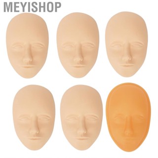 Meyishop 5pcs Silicone Tattoo Practice Face 3D Microblading Cosmetic Training Fake Skins with Orange Skin Support Base Supplies