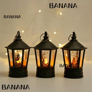 Banana1 โคมไฟ Led รูปฟักทองแม่มด เปลวไฟจําลอง สไตล์วินเทจ ขนาดเล็ก สําหรับแขวนตกแต่ง