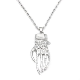 Punk Ghost Hand Long Chain Necklace for Men Hip Hop Pendant Jewelry Gift